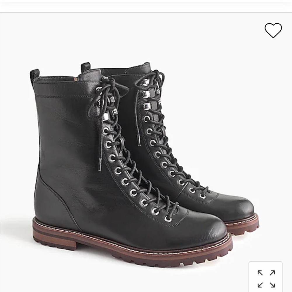 J.Crew Lace-up boots in leather- pitch black